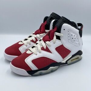 Nike Air Jordan 6 Retro Carmine Women's 7 GS 5.5Y White Red Leather 384665-106
